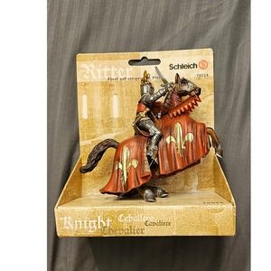 Schleich 70018 Prince on Reared Up Horse Knight Fleur-de-lis Red Silver Figure